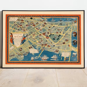 Salem Map Print / Historia del arte / Salem Map Wall Art / Framed Wall Art / Canvas Art / Poster Art / Prints Wall Art / City Map Wall Prints