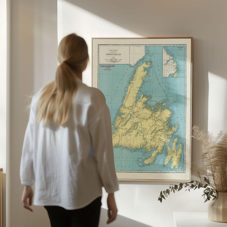 Vintage Newfoundland Map Poster: Canada Wall Art Print image 8