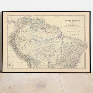 Zusammengesetzte Karte von Südamerika Nord 1861| Alte Karte Wanddeko | Vintage Karte Wandkunst| Posterdruck | Gerahmter Kunstdruck| Leinwanddruck Karte