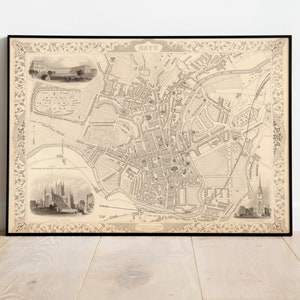 Mapa de Bath / Bath Inglaterra / Mapa antiguo de Inglaterra / Mapa de la ciudad de Bath / Impresión de mapa antiguo / Póster de mapa antiguo / Mapa de la ciudad / Decoración de pared Mapa antiguo / Arte de pared