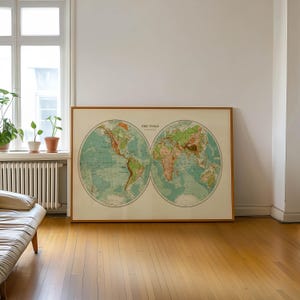 The World in Hemispheres Framed Poster Print Wall Art Canvas Art Print Wall Decor