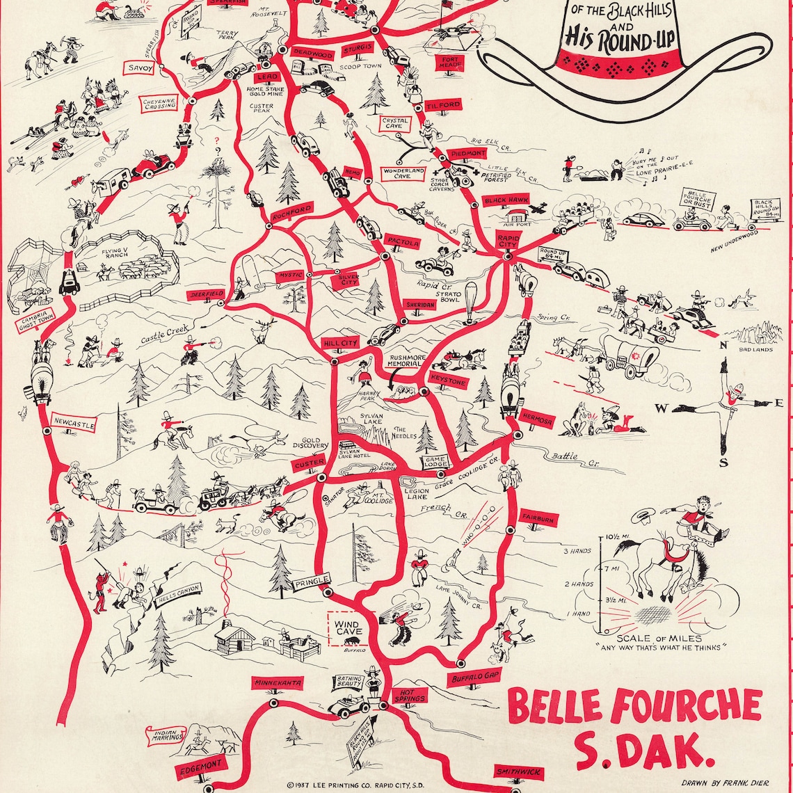 Belle Fourche Map Print South Dakota Vintage Map Wall Prints Etsy