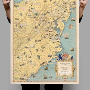 Principal Events in the Life of George Washington| Vintage Map United ...
