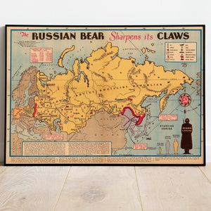 Carte de la sphère d'influence de la Russie soviétique avant la Seconde Guerre mondiale | Carte illustrée de l'URSS| Ancienne carte CCCP| Carte soviétique de la Seconde Guerre mondiale| Carte d'Eurasie| Carte ancienne de l'URSS