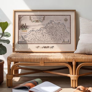 Póster de mapa vintage de Kentucky: Impresión artística histórica para pared