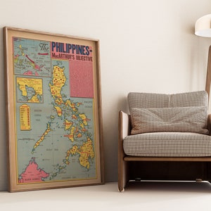 World War 2 Map Print | Posterdruck | Landkarte Philippinen| WW2 Karten| Leinwand Kunst | Kriegskarten| Kunstgeschichte| wwii Karte Poster | Gerahmte Wandbilder
