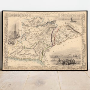 Mapa de Cabool, Punjab y Beloochistan/ 1851 Mapa de la India/ Norte de la India/ Asia Mapa antiguo/ Mapa pictórico de la India/ Océano Índico