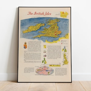Großbritannien Karte Print | Kunstgeschichte| Karte von Großbritannien von 44 | Gerahmte Wandkunst| Leinwandbild | Poster Kunst| Drucke Wandkunst| Landkarte Wandbilder