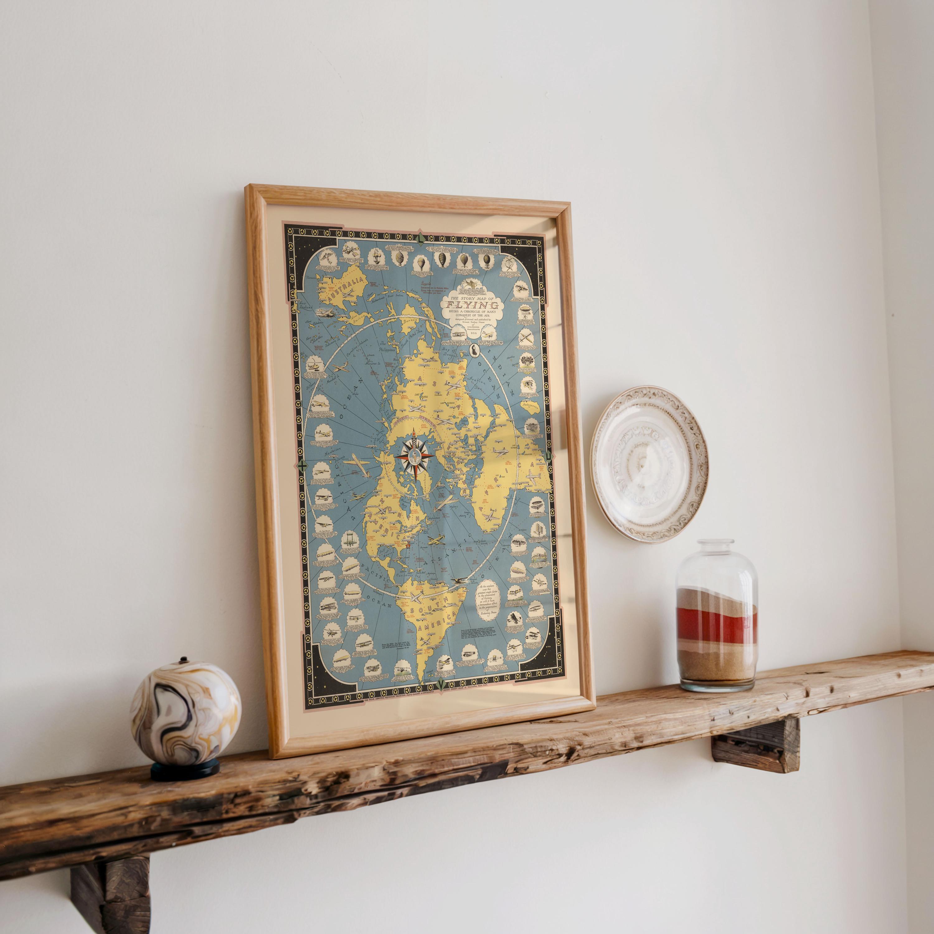 1928 Aviation Map Print: Vintage Airplane Wall Art - Etsy