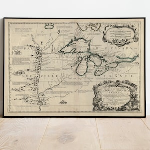 Landkarte Westkanada 1689| Alte Karte Wanddeko | Vintage Karte Wandkunst| Posterdruck | Gerahmter Kunstdruck| Leinwanddruck Karte