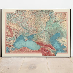 Geographische Karte von Kaukasus und Schwarzem Meer | Karte Wand Dekor | Karte Wandkunst | Posterdruck | Karte Wandbild | Gerahmter Kunstdruck | Wandbild Map