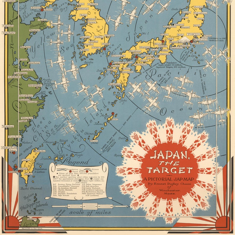 World War 2 Japan Map Poster WW2 Wall Prints Japan Old Map Etsy