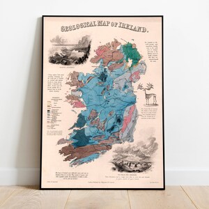 Irland Karte Print| Fine Art Prints| 1850 Irland Karte Wandkunst| Gerahmte Wandkunst| Leinwandbild | Poster Kunst| Drucke Wandkunst| Landkarte Wandbilder