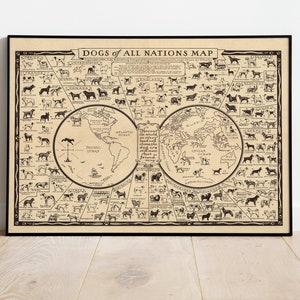 Dogs of All Nations Dogs Nations Map Dogs Poster Dogs Chart Poster Dog Lover Gift Dogs Wall Art Dogs Wall Print Dogs Diagram image 1