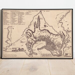 Genua City Map Wandbild | 1823 Genua Stadtplan Karte| Posterdruck | Leinwandbild Wandkunst| Alte Karte Wand Kunst Poster | Gerahmte Landkarte als Wanddeko