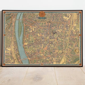 Straßenkarte von Trier| Deutschland Karten Wandkunst| Trier Stadtplan Poster| Leinwanddruck | Karte Druck Wand-Dekor | Pull Down Map