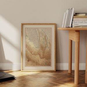 Mapa del paisaje argelino del desierto del Sahara / Decoración de la pared del mapa antiguo / Arte de la pared del mapa vintage / Impresión de póster / Impresión de arte enmarcado / Mapa de impresión de lienzo