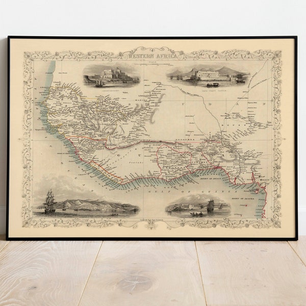 West Africa Map Print Wall Decor| West Africa Wall Art Print| Ready to Hang Canvas| Poster Vintage| Pull Down Map| Africa Wall Map