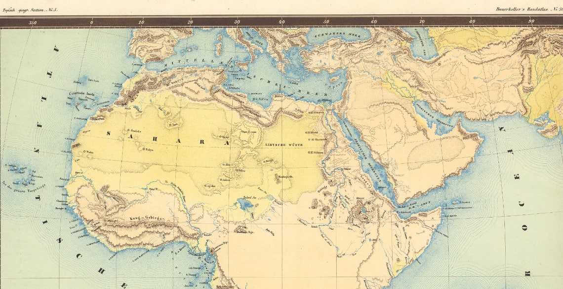 Africa Old Map 1850 Africa Atlas Africa Continent Wall Map  Etsy