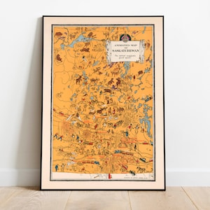 Impresión de mapa antiguo de Saskatchewan/arte de pared de Saskatchewan/arte de pared en lienzo/impresión de arte de pared de Saskatchewan/impresiones de mapas antiguos de Canadá/póster vintage
