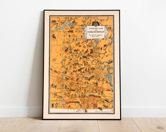 Vintage Saskatchewan Map Print| Saskatchewan Wall Art| Canvas Wall Art| Saskatchewan Wall Art Print| Canada Old Map Prints| Poster Vintage