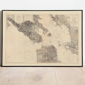 1938 年のサンフランシスコ港の日本海軍地図 | 古い地図の壁飾り | ビンテージ地図の壁アート | ポスタープリント | 額入りアートプリント | キャンバスプリント地図