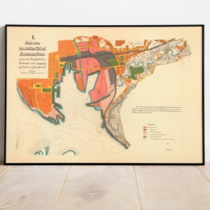 Oslo Stadt Karte Wand Print | 1901 Oslo Stadtplan Karte| Posterdruck | Kunstdruck auf Leinwand | Alte Karte Wand Kunst Poster | Gerahmte Landkarte als Wanddeko