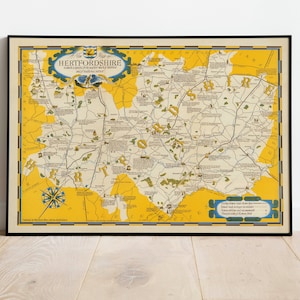 Hertfordshire Map Print | Kunstgeschichte| Hertfordshire Karte Wandkunst| Gerahmte Wandkunst| Leinwandbild | Poster Kunst| Drucke Wandkunst| Landkarte Wandbilder