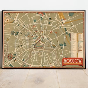 モスクワ絵入り街路地図 1938 | モスクワ地図壁掛けプリント | モスクワ古地図プリント | モスクワプリント壁掛けアート | プルダウンチャート | 市街地図プリント