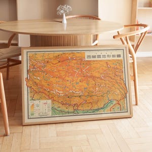 Topographische Wandkarte von Tibet gerahmte Poster Druck Wand Kunst Leinwand Kunst Druck Wand Dekor