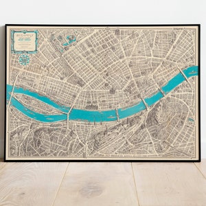 Stadsplattegrond van Boedapest| Oude kaart wanddecoratie| Vintage kaart kunst aan de muur| Affichedruk| Ingelijste kunstdruk| Kaart op doek