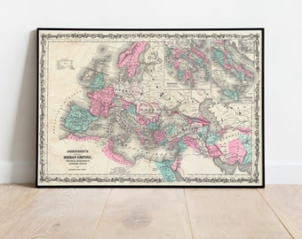 Roman Empire Map Wall Print| 1862 Roman Empire Map| Poster Print| Canvas Print Wall Art| Old Map Wall Art Poster| Framed Map Wall Decor