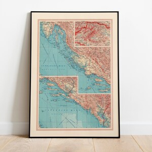 Geographische Karte von Crotia| Karte Wanddeko | Vintage Karte Wandkunst| Posterdruck | Karte Wandbild | Gerahmter Kunstdruck| Leinwanddruck Karte