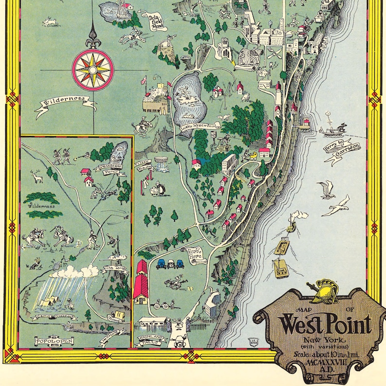 Map of West Point New York Vintage USA Wall Map Prints  Etsy