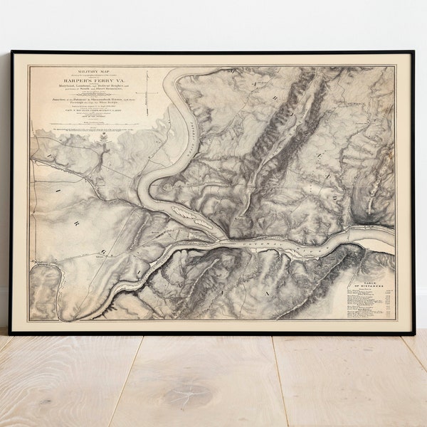 Map of Maryland, Loudoun County and Bolivar Heights| Map Wall Decor| Vintage Map Wall Art| Poster Print| Framed Art Print| Canvas Print Map