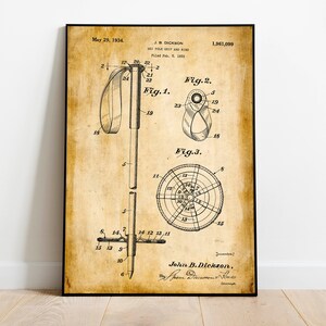 Ski Pole Patent Print| Framed Art Print| Vintage Poster Wall Decor| Art Canvas| Wall Poster| Wall Art Prints| Wall Prints