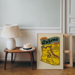 Vintage Arizona Map Print: Pictorial Wall Art Poster