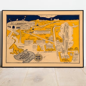 Karte der Universität von Pittsburgh 1935| Abschlussgeschenke | Pittsburgh Universität Wall Art Print | Vintage Karte Poster | Leinwanddruck Wanddekor