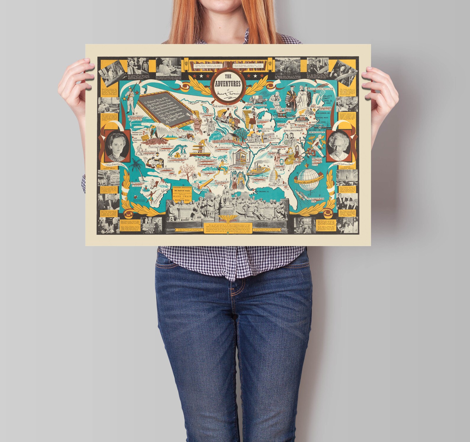 Pictorial Map of the Life of Mark Twain Wall Art Print - Etsy