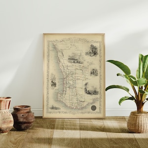 Mapa de Australia Occidental / Mapa antiguo Cartel Arte de la pared / Lienzo Impresión de arte de la pared / Cartel de la pared del mapa vintage / Decoración de la pared de la impresión del mapa / Arte de la pared de Australia