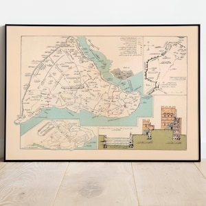 Stadtplan von istanbul 1913| Alte Karte Wanddeko | Vintage Karte Wandkunst| Posterdruck | Gerahmter Kunstdruck| Leinwanddruck Karte