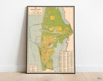 Liepaja City Map Print: Vintage 1935 Wall Art