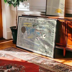 Weltkarte mit Flugspuren und Luftfahrtgeschichte gerahmt Poster Druck Wand Kunst Leinwand Druck Wanddeko