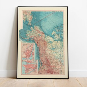 Karte von Westkanada| Alte Karte Wanddeko | Vintage Karte Wandkunst| Posterdruck | Karte Wandbild | Gerahmter Kunstdruck| Leinwanddruck Karte