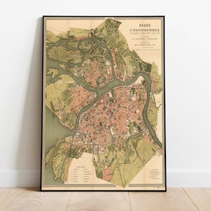 St Petersburg City Map Wandbild | Gerahmte Karte Wanddeko | Sankt Petersburg Karte| Posterdruck | Kunstdruck auf Leinwand | Karte Wandkunst Poster