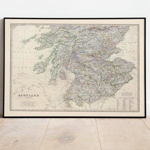 Carte composite du sud de l’Écosse 1861| Décor mural de vieille carte| art mural de carte vintage| Impression d’affiche| Impression d’art encadrée| Tableau sur toile Carte