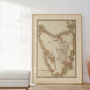 Karte von Van Diemen's Land 1828| Tasmanien Karte Wandbild | Kunstdruck auf Leinwand | Niederländische Ostindien Karte Poster | Alte Karte Drucke Wanddeko