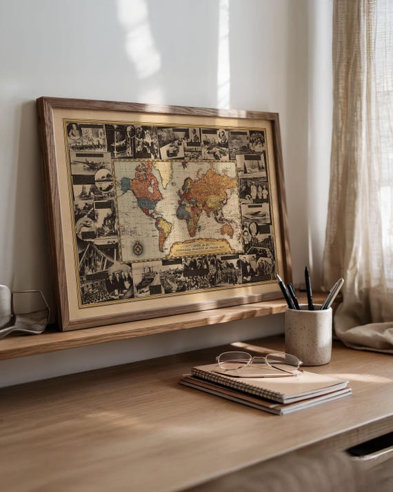 1939年の政治世界地図プリント：ヴィンテージの絵画史 - Etsy 日本