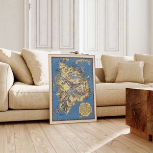 Hawaii Karte Druck| Kunstgeschichte| 1931 Hawaii Karte Wand Kunst| Gerahmte Wandkunst| Leinwandbild | Poster Kunst| Drucke Wandkunst| Landkarte Wandbilder