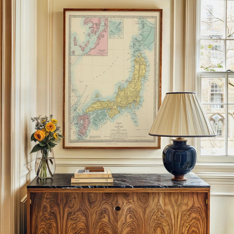 Vintage Empire of Japan Map Print: 1872 Wall Art - Etsy